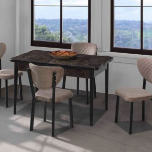 De Sfeer - Keukentafel - Eetkamertafel - EetTafels - Inklapbaar - Zwarte Steen - 165x80 cm - 4 tot 6 personen - MDF